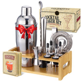 Perjoy cocktail shaker stand with tools, organized for stylish home bartending.