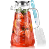 Perjoy glass pitcher lid view highlights the leak-proof design for clean pours.