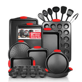 PERLLI 17-piece bakeware set with a complete non-stick interior for easy release.