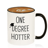 Petalsun One Degree Hotter mug, front view, sturdy handle for daily coffee or tea.