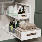 Petiza under-sink organizer two-tier side pull for easy cabinet access