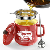 PGYARD ceramic bacon grease saver on counter with strainer for easy reuse
