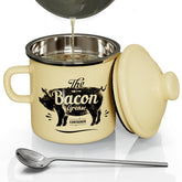 PGYARD mini bacon grease container with strainer keeps fat separate for clean reuse.