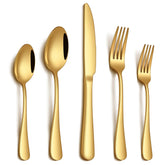 PHILIPALA 20-piece gold flatware set on table for elegant dining.
