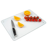 Phore tempered glass cutting board 12x16 with non-porous surface resists stains and odors.