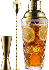 Physkoa glass cocktail shaker with pineapple pattern for elegant home entertaining