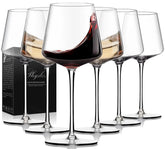 Physkoa wine glasses set of six with clear stems for everyday tasting