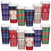 Pickmesh Christmas sweater cups with lids for festive hot beverages on the go.