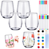 Pickmesh paint your own glasses kit showing four stemless glasses for personalized drinkware.