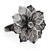 Picowe napkin rings alloy hollow flower overview for elegant gun-metal table styling