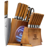 Piklohas 15-piece knife set block for organized kitchen prep and table service.