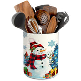 pinata snowman ceramic utensil holder adds festive organization to your kitchen