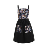 Pinknoke Vintage Pinafore Apron Dress black full view with pockets