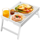 Pipishell bamboo bed tray assembled for breakfast in bed.