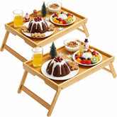 Pipishell bamboo bed tray with foldable legs for stable bed meals
