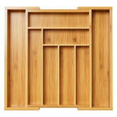 Pipishell bamboo expandable drawer organizer in wide view for space-saving storage