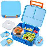 PIQUEBAR bento lunchbox for kids blue exterior with leak-proof latch for mess-free meals