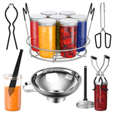 Pisol canning starter kit stainless steel rack supports jars safely during processing.