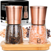PJC-Kitchen premium salt and pepper mills with copper finish for adjustable seasoning