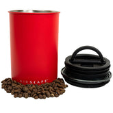 Planetary Design Airscape matte red canister with a closed lid preserves freshness.