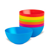 PLASKIDY 12-pack colorful kid bowls for cereals and snacks, BPA-free.