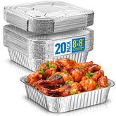 Plastible 8x8 baking pan with lid for mess-free baking and storage.