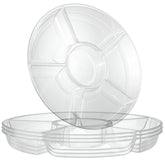 Plasticpro 6-sectional round tray assembly showcases durable, reusable event serving.