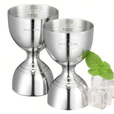 Plat Star dual bell jigger shows 1oz and 2oz measures for fast, accurate pours.