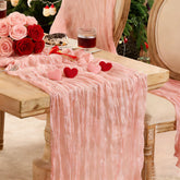 Playieer dusty-pink table runner, 120-inch length, ideal for wedding decor and romantic tables.