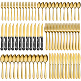 Pleafind 72pc gold flatware set dining spoons for everyday meals with a premium touch.
