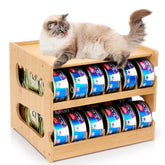 PLITTPETTS bamboo can organizer front view for easy pantry access.