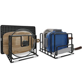 PMYEK 2-pack cutting board organizer with 7 slots keeps boards upright and accessible.