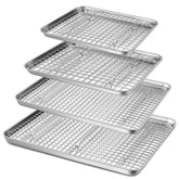 P&P CHEF 16x12 baking pan top view, durable stainless steel for even heat