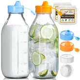 POIKSHARK 32 oz glass bottle with pour spouts for mess-free serving.