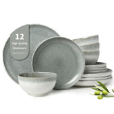 Pokini gradient green dinner plate with reactive glaze for vibrant everyday meals.
