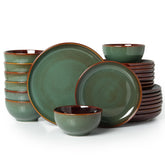 Pokini sage-green dinner plate featuring a reactive glaze for an elegant dining mood.