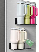 POLRAI magnetic Stanley cup holder demonstrates secure magnetic suction for fridge storage