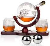 PONPUR globe decanter with antique ship engraving elevates your home bar and tasting setup.