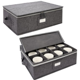 Popoly cup storage box in grey, front view, keeps mugs neatly organized.