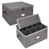 Popoly stemware storage 2-pack in grey keeps glasses organized and protected.