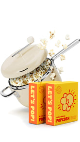 POPSMITH stovetop popcorn popper in cream for family movie nights.
