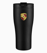 Porsche matte black thermal tumbler body with double-wall insulation preserves temperature