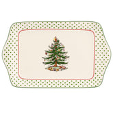 Portmeirion Spode Christmas Tree Polka Dot Dessert Tray for festive holiday desserts.