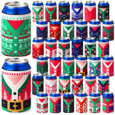 Potchen Christmas can sleeve with festive knit pattern keeps drinks cold.