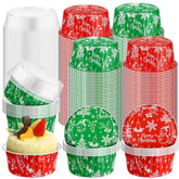 Potchen red foil cups with lids for festive single-serve treats and easy party setup.