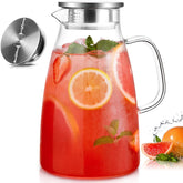 Potdoctor glass pitcher with lid and dual spouts for versatile pouring