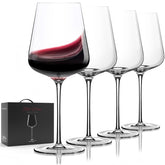 Potdoctor four-piece wine glasses set, hand-blown with crystal clarity for elegant tasting