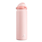 Powcan 40oz bottle with push-button spout for hands-free hydration.