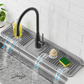 PoYang 24 inch faucet mat with splash guard protects counters from water sprays
