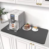 PoYang coffee mat hides stains on PU leather surface for clean counter prep